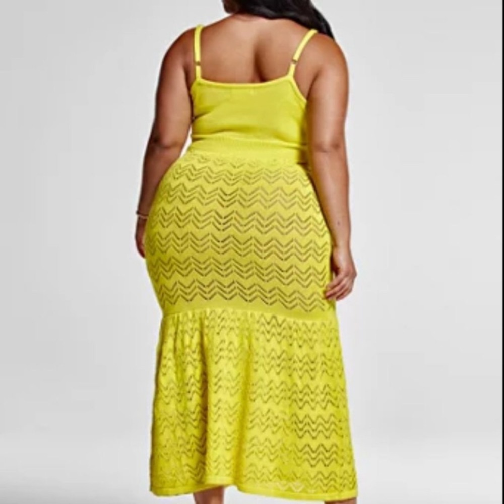 Fashion to Figure Yellow Crochet Midi Dress - Picture 4 of 11